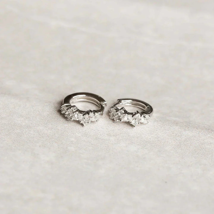 Boucles d'oreilles Crystal Cluster | Or Blanc