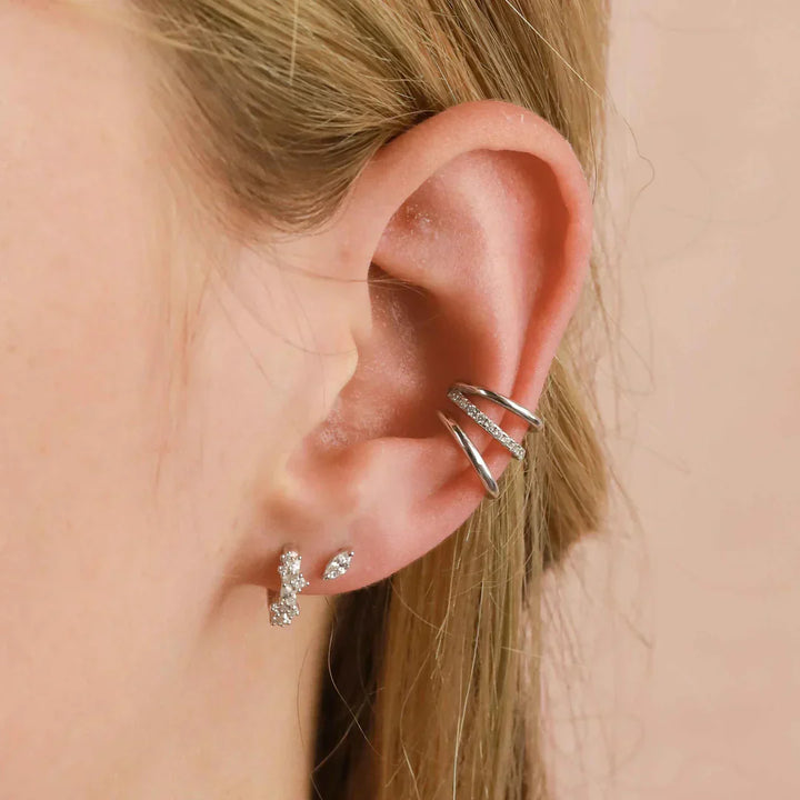 Boucles d'oreilles Crystal Cluster | Or Blanc