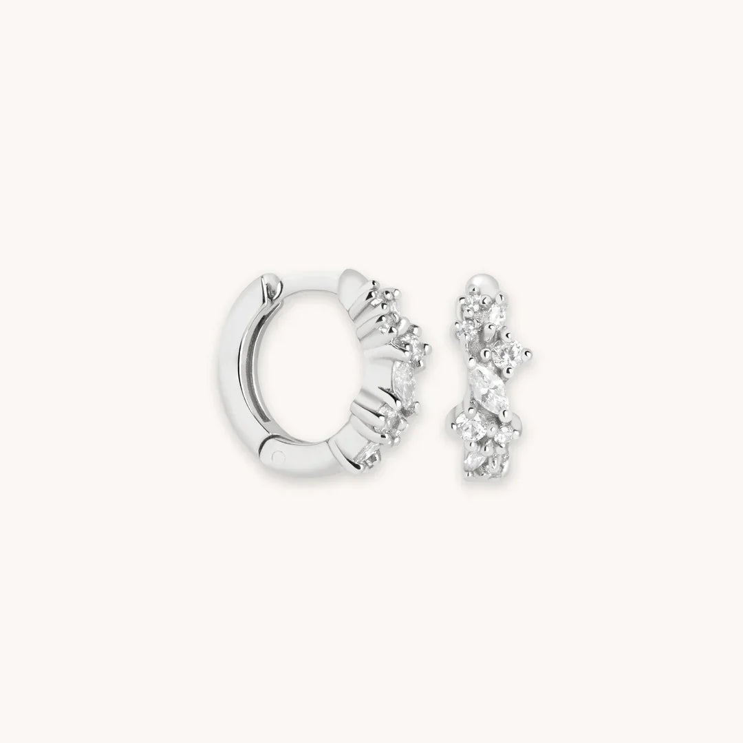 Boucles d'oreilles Crystal Cluster | Or Blanc