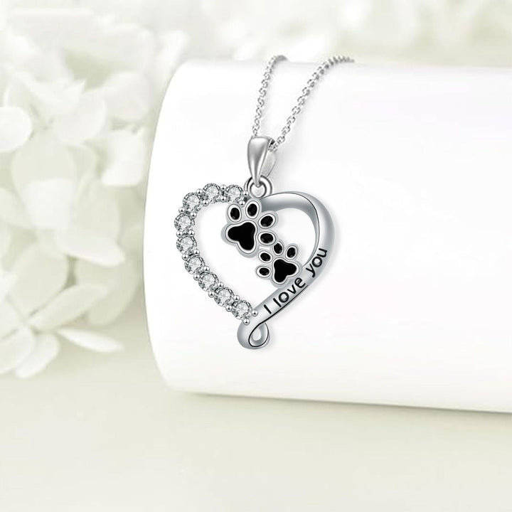 Collier Pendentif en Forme de Cœur avec Patte
