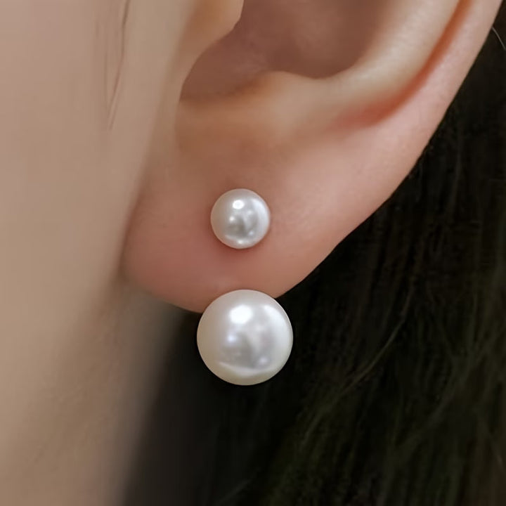 Boucles d'oreilles à déclaration en double perle