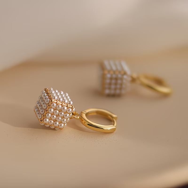 Boucles d'oreilles en cube de perles
