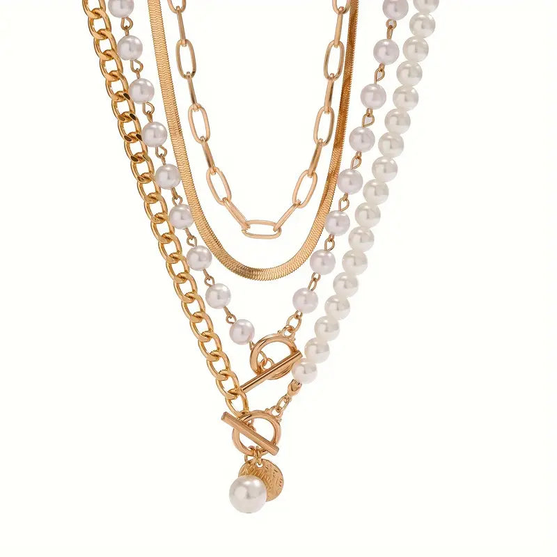 Ensemble de colliers superposés en perles modernes
