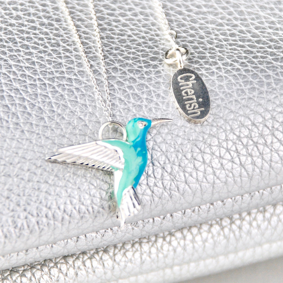 Collier Colibri en Argent Sterling Émaillé
