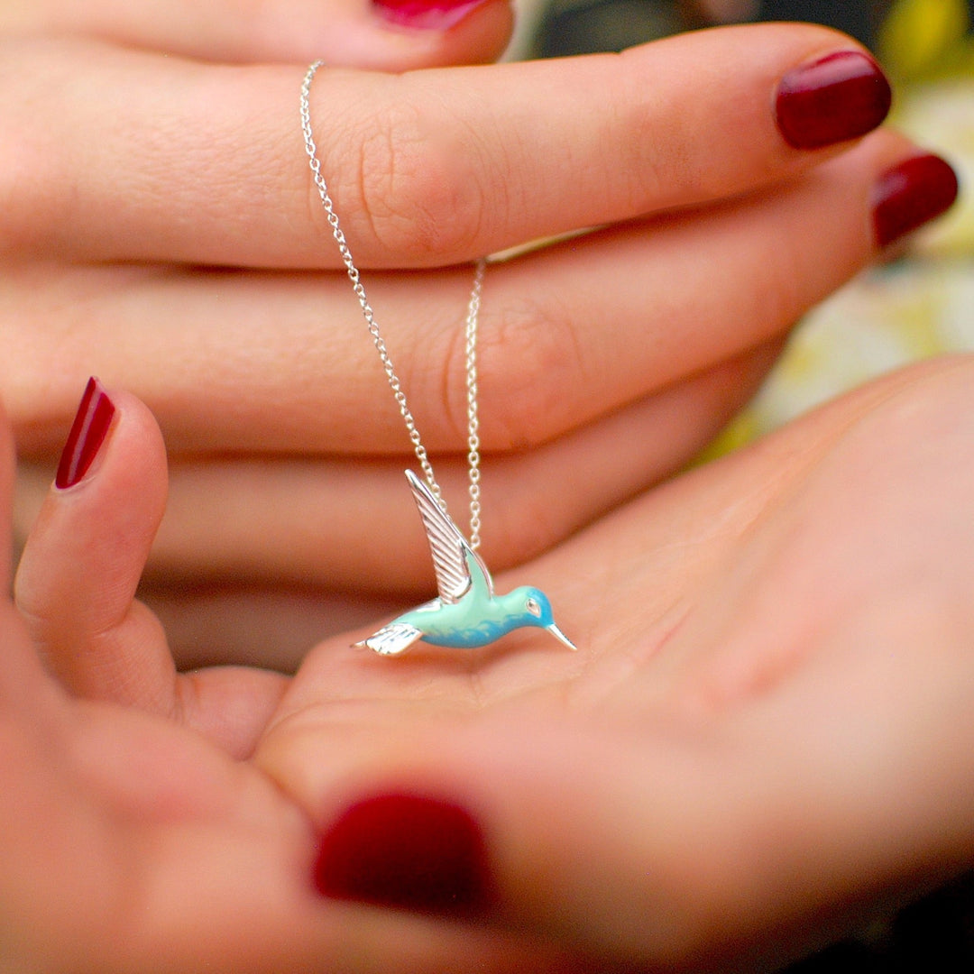 Collier Colibri en Argent Sterling Émaillé