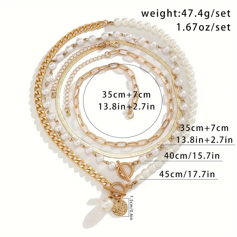 Collier Vintage en Perles & Chaîne en Or Serpent | Or