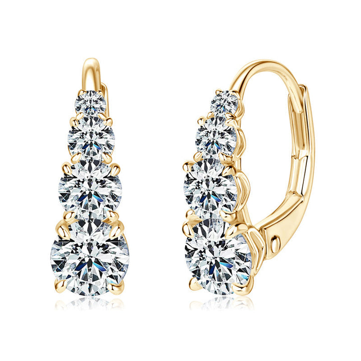 Boucles d'oreilles Carol quatre pierres | Or blanc 16k