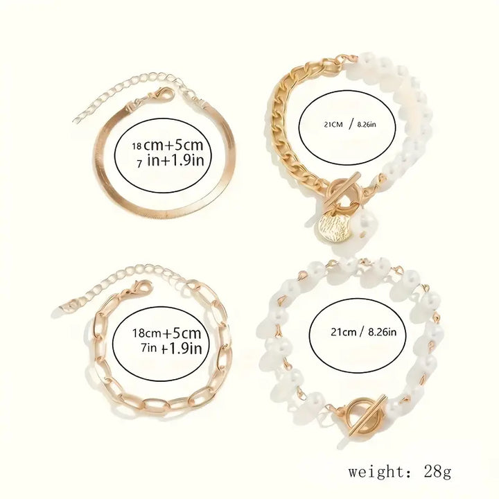 Ensemble de Bracelets Chic en Or – Serpent, Perles & Maillons | Or