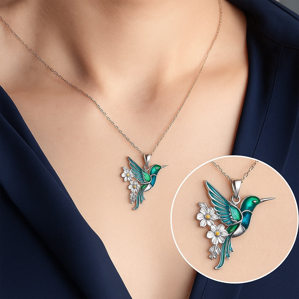 Magnifique collier Colibri avec boucles d'oreilles en bonus – Offre à durée limitée