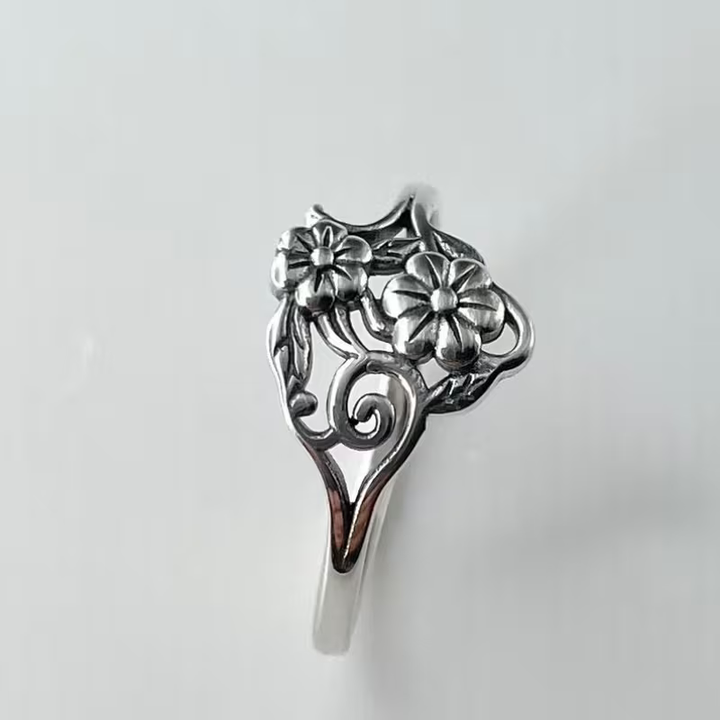Bague Fleur Argent Minimaliste