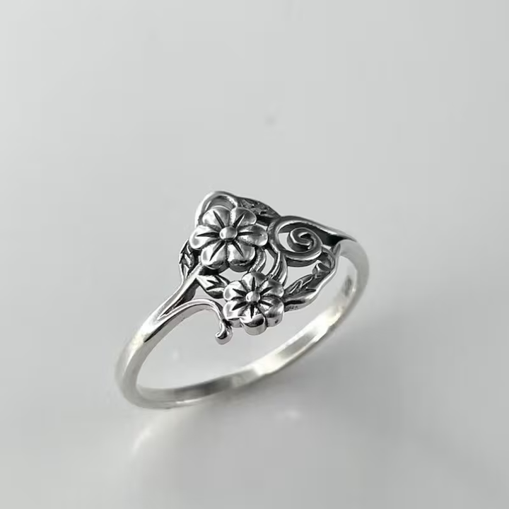 Bague Fleur Argent Minimaliste