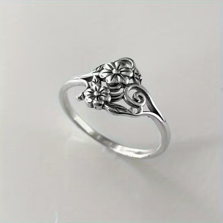 Bague Fleur Argent Minimaliste