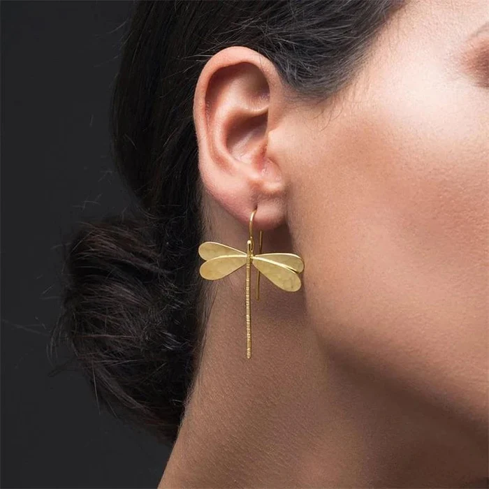 Boucles d'oreilles vintage Libellule dorée
