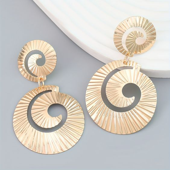 Boucles d'oreilles spirale dorée Boho