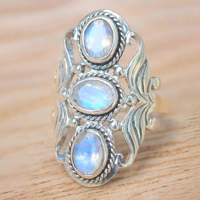 Bague Vintage Triple Pierre de Lune