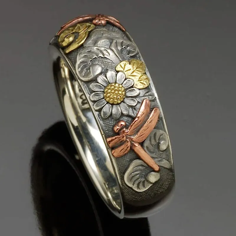 Bague Vintage Libellule Tournesol