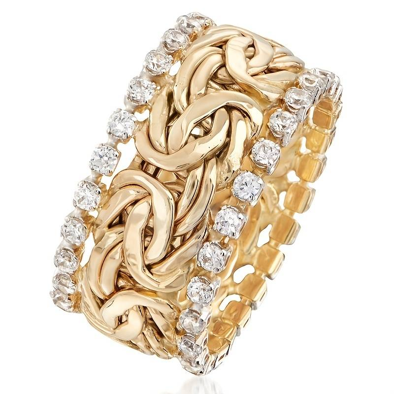 Bague en Zirconium Tressé Vintage Or