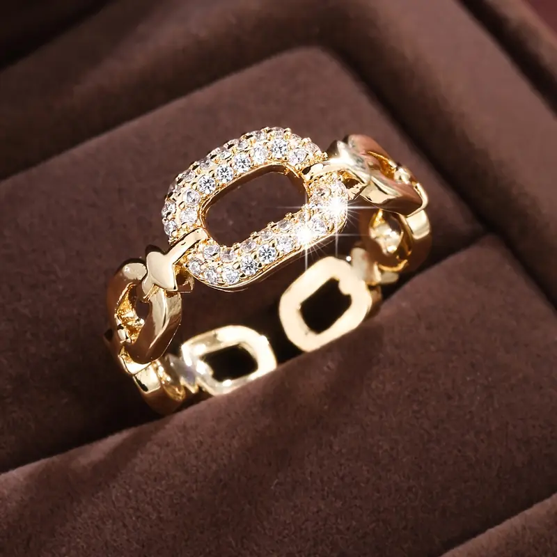 Bague en Or Chaîne Brillante