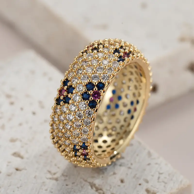 Bague en Or avec Zirconia Bleu et Violet Vintage
