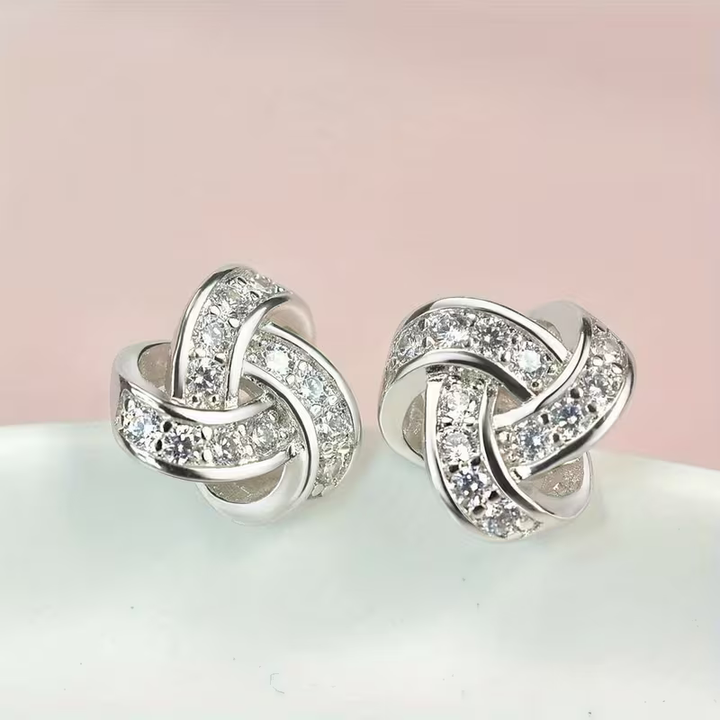 Boucles d'oreilles en nœud d'amour scintillant