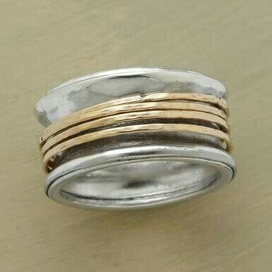 Bague Fil d'Or en Argent Vintage