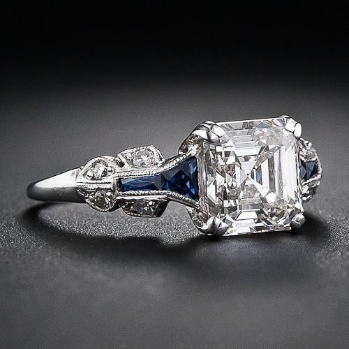 Bague Vintage Éblouissante en Bleu et Argent
