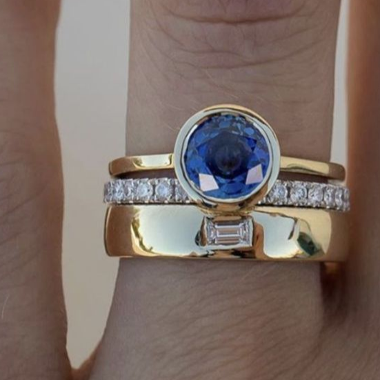 Bague Vintage Élégante en Zirconia Bleue