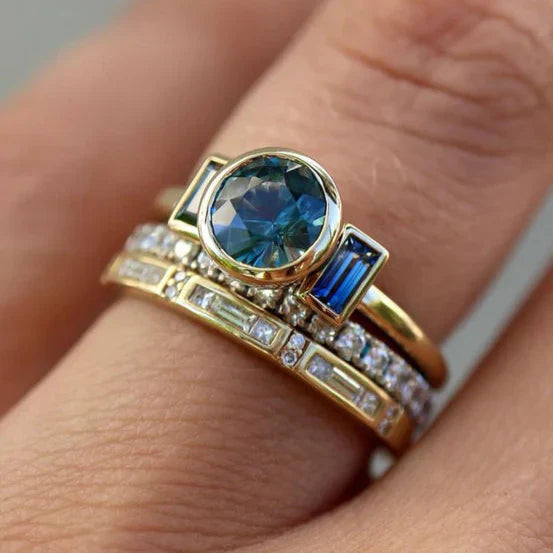 Bague Ancienne Élégante Bleue | Or