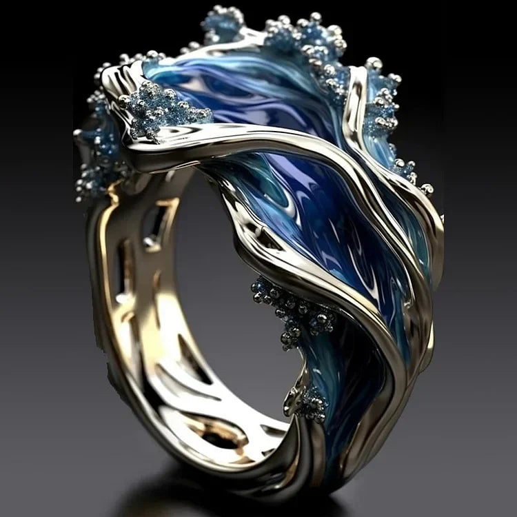 Bague Ondulée Dorée Antique | Or Blanc