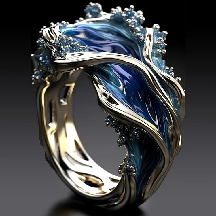 Bague Océan Vague Dorée Rétro