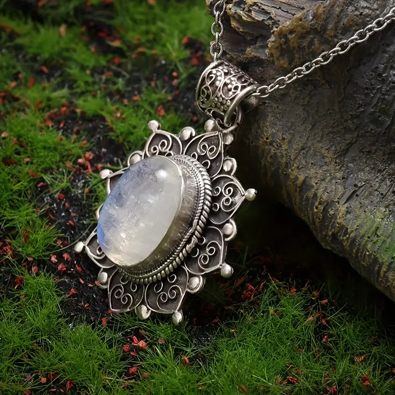 Collier Arrondi en Pierre de Lune Vintage