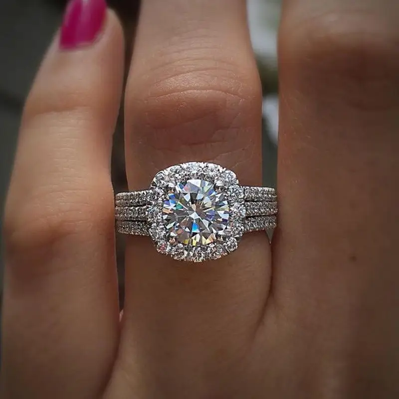 Bague en Argent Superposée Brillante