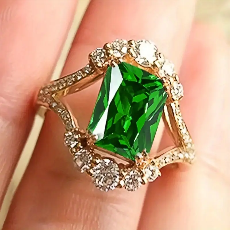 Bague en Zirconia Or Cristal Vert