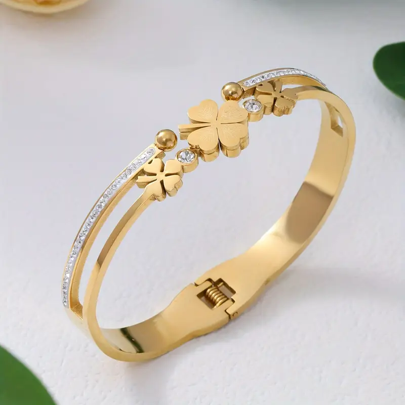 Bracelet en Or Clover Ouvert