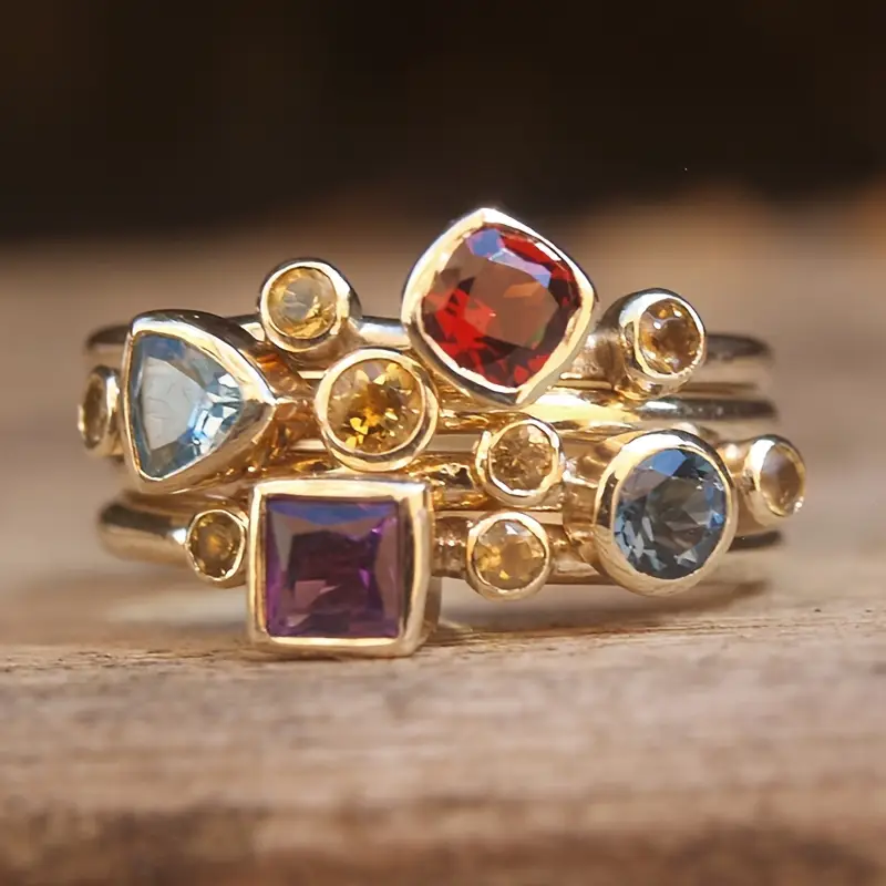 Bague en Or Multicouche Colorée