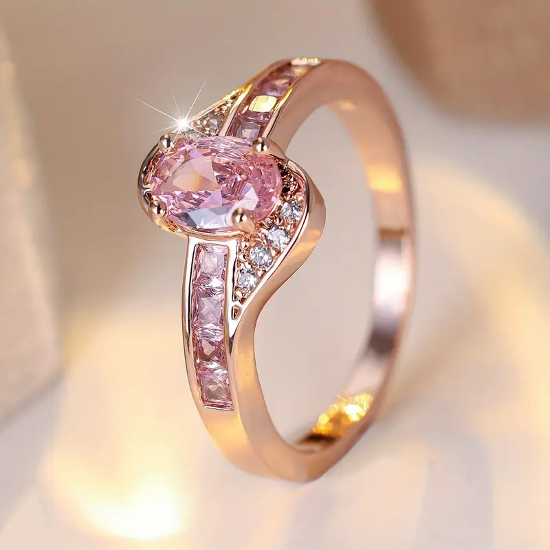 Bague en Or avec Cristal Rose