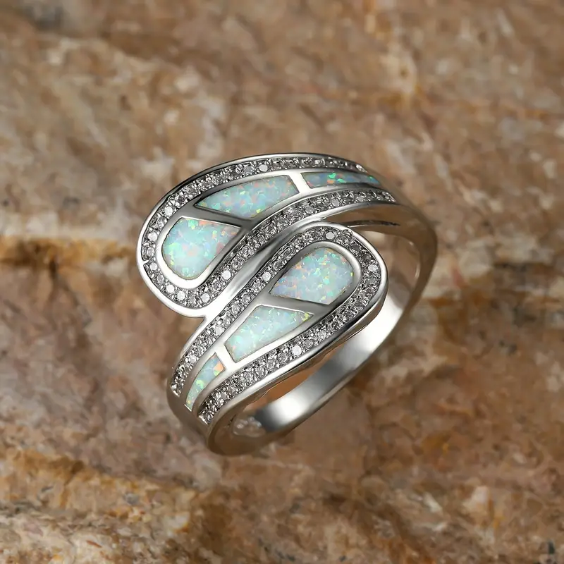 Bague ouverte en argent opale
