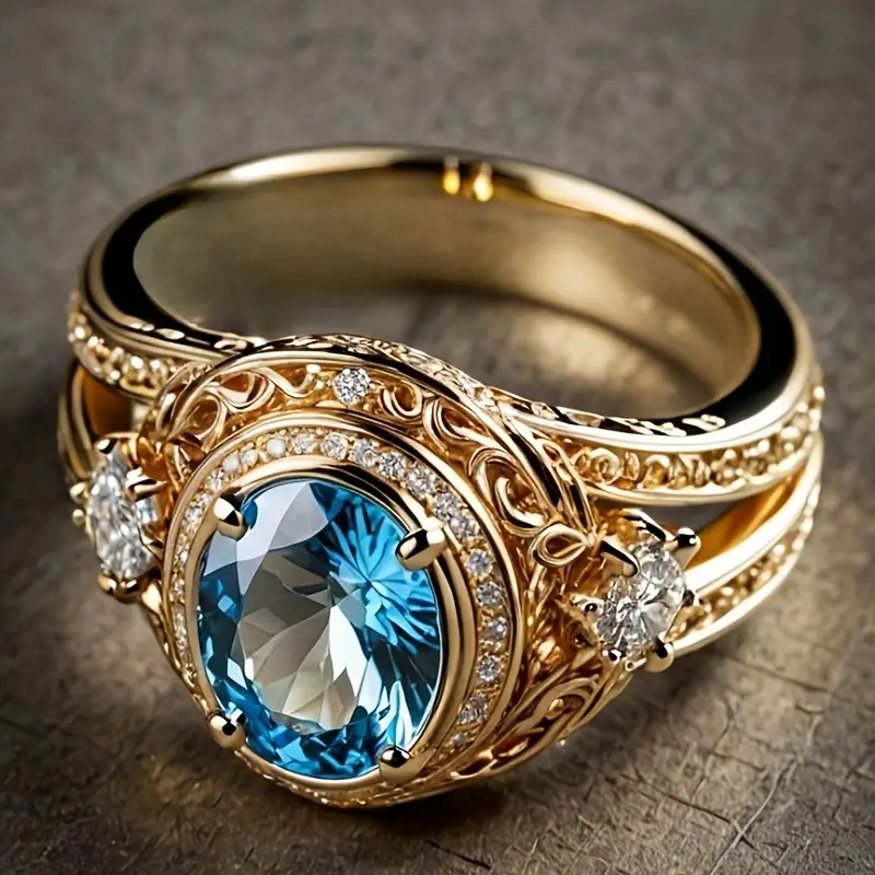 Bague en Or Étincelant Bleu