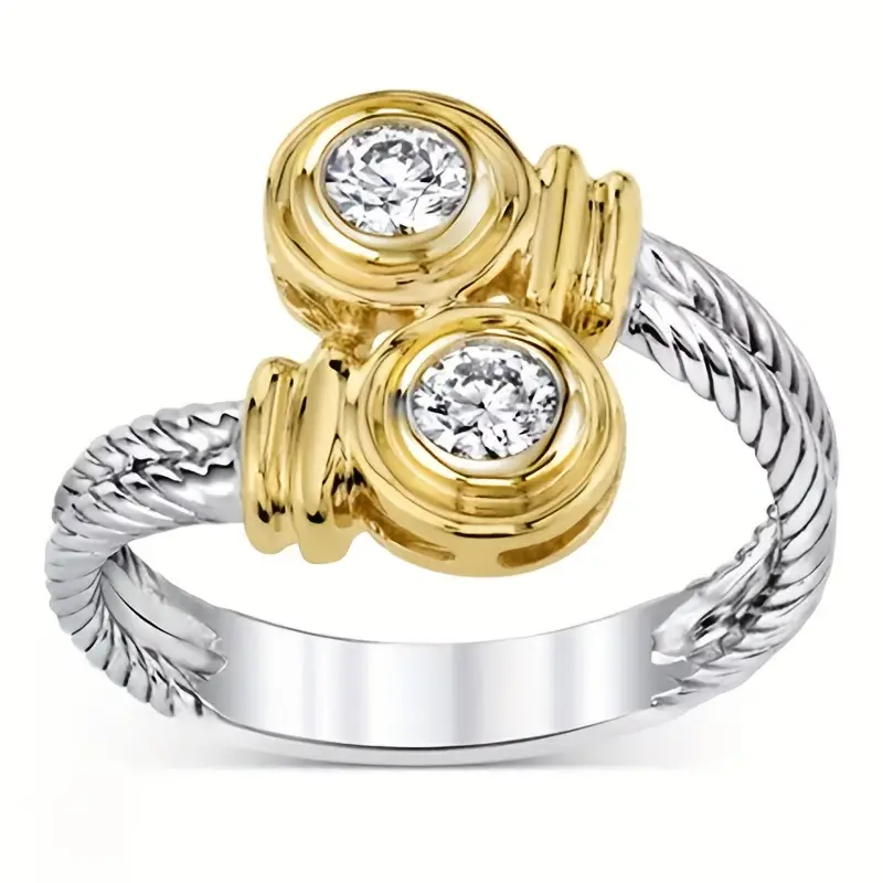 Bague en Zirconium Or et Argent