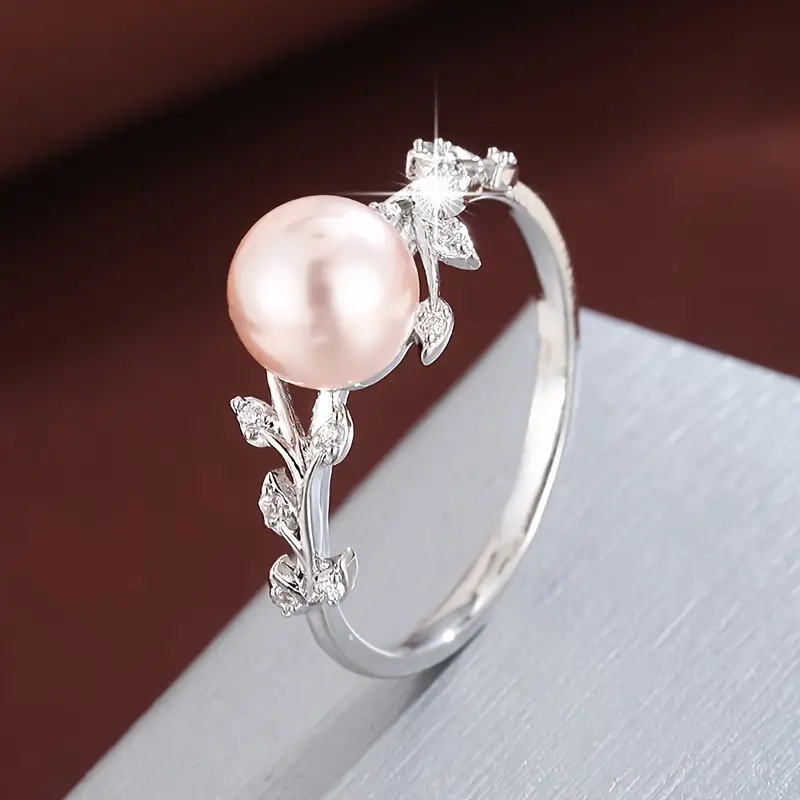 Bague en Argent avec Perle Rose