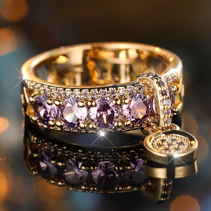 Bague en Or avec Zirconium Incrusté Violet