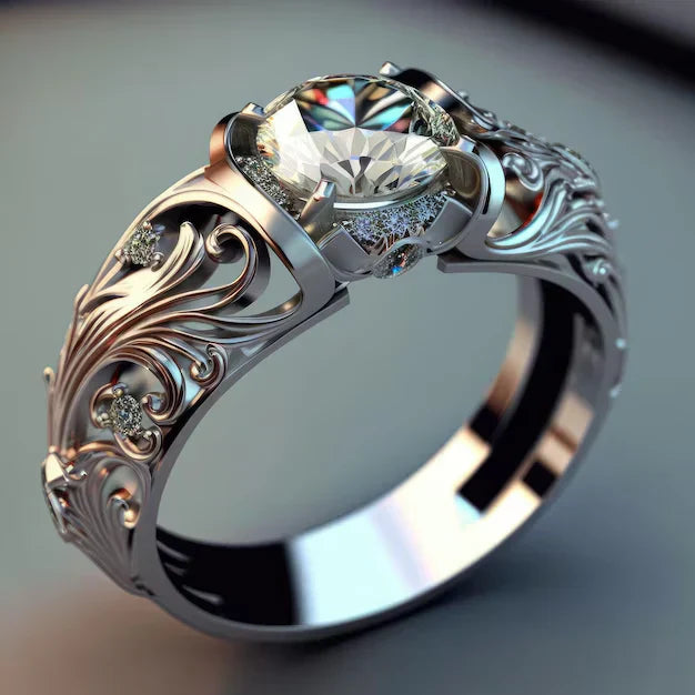 Bague en Cristal Exquise | Or Blanc