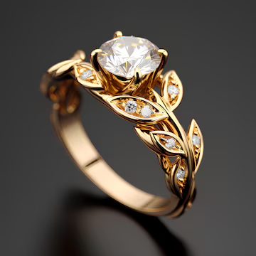 Bague en Zirconium Vintage en Forme de Feuille