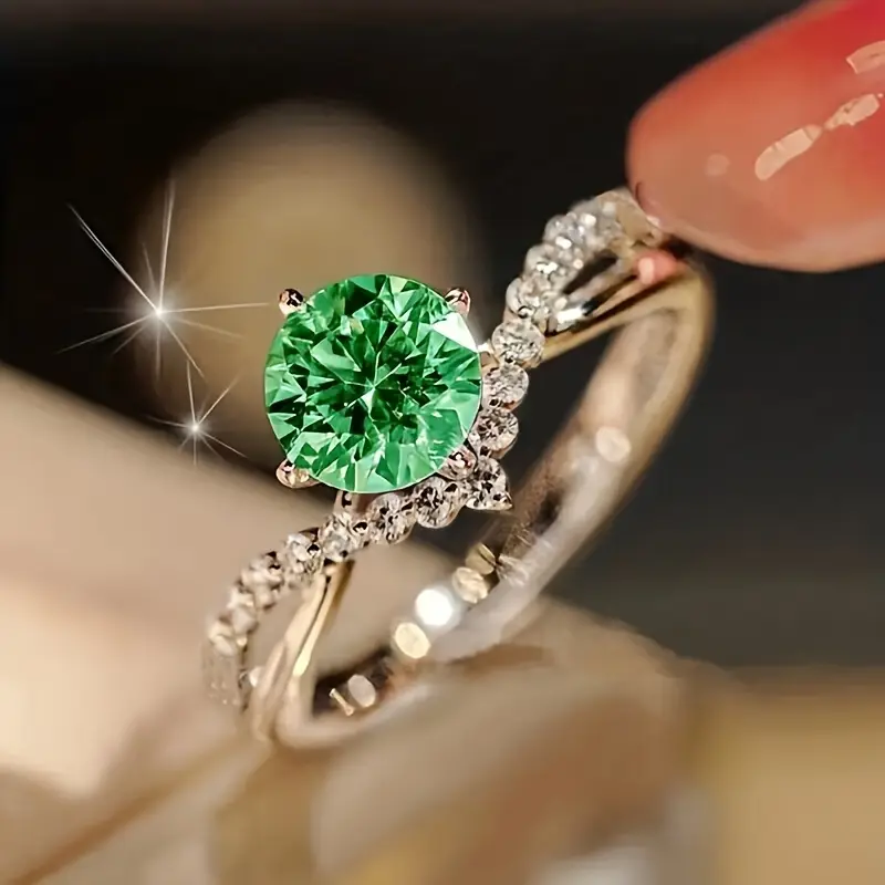 Bague Verte en Cristal Exotique