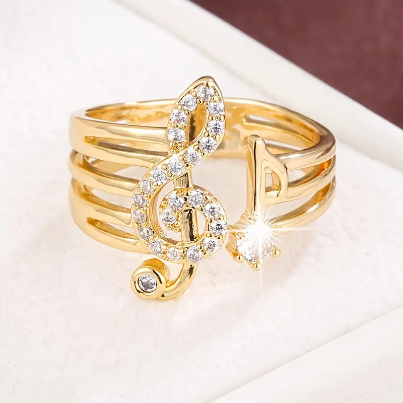 Bague Clef en Zirconium Doré