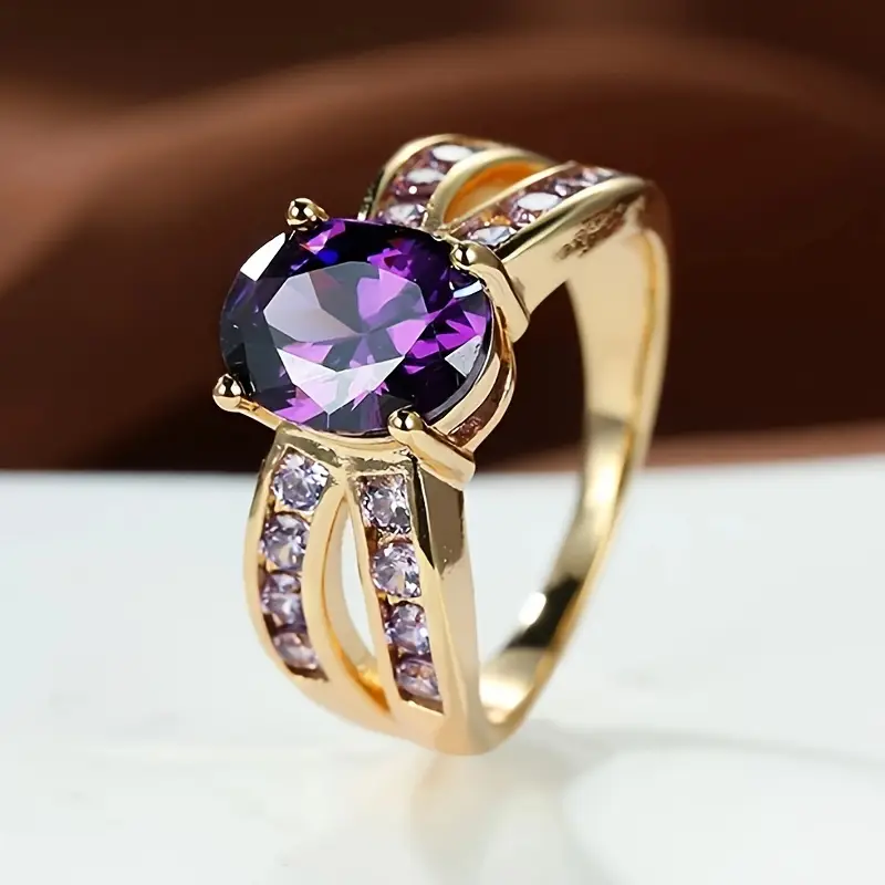 Bague en Or avec Zirconia Violet Vintage