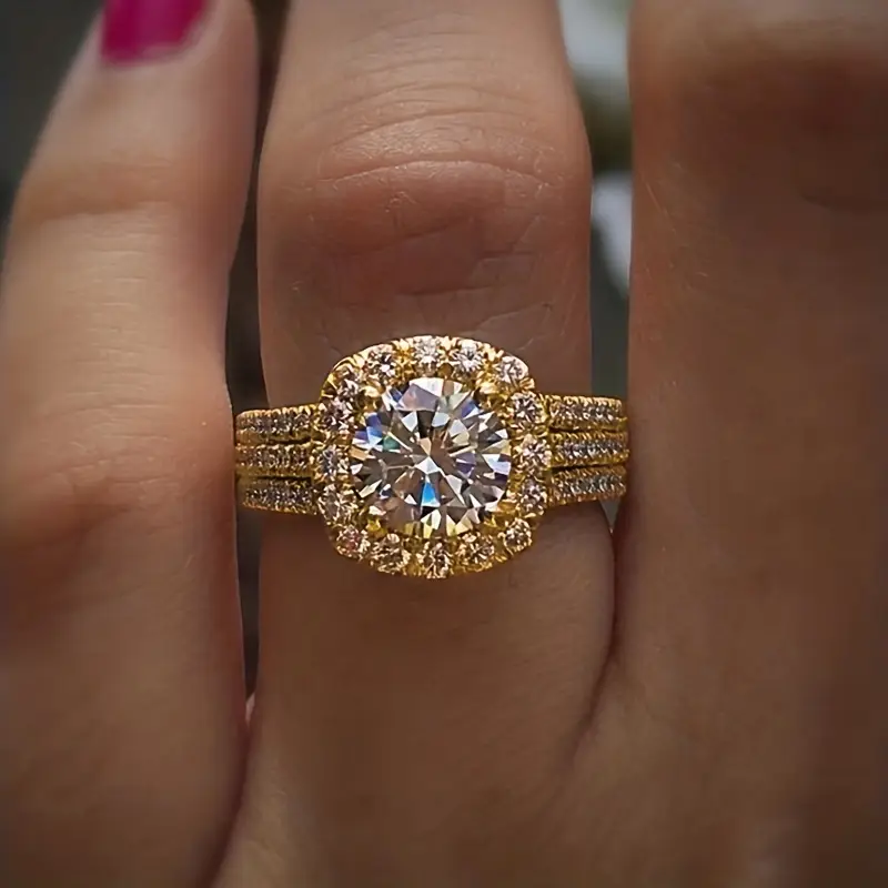 Bague en Or Zirconia Élégante et Superposée