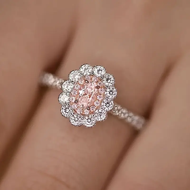 Bague en Zirconia Rose Élegante