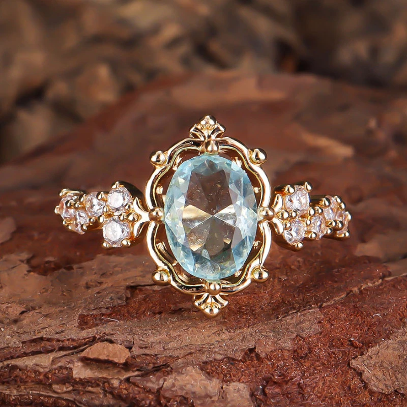 Bague Étincelante Crystalline Bleue