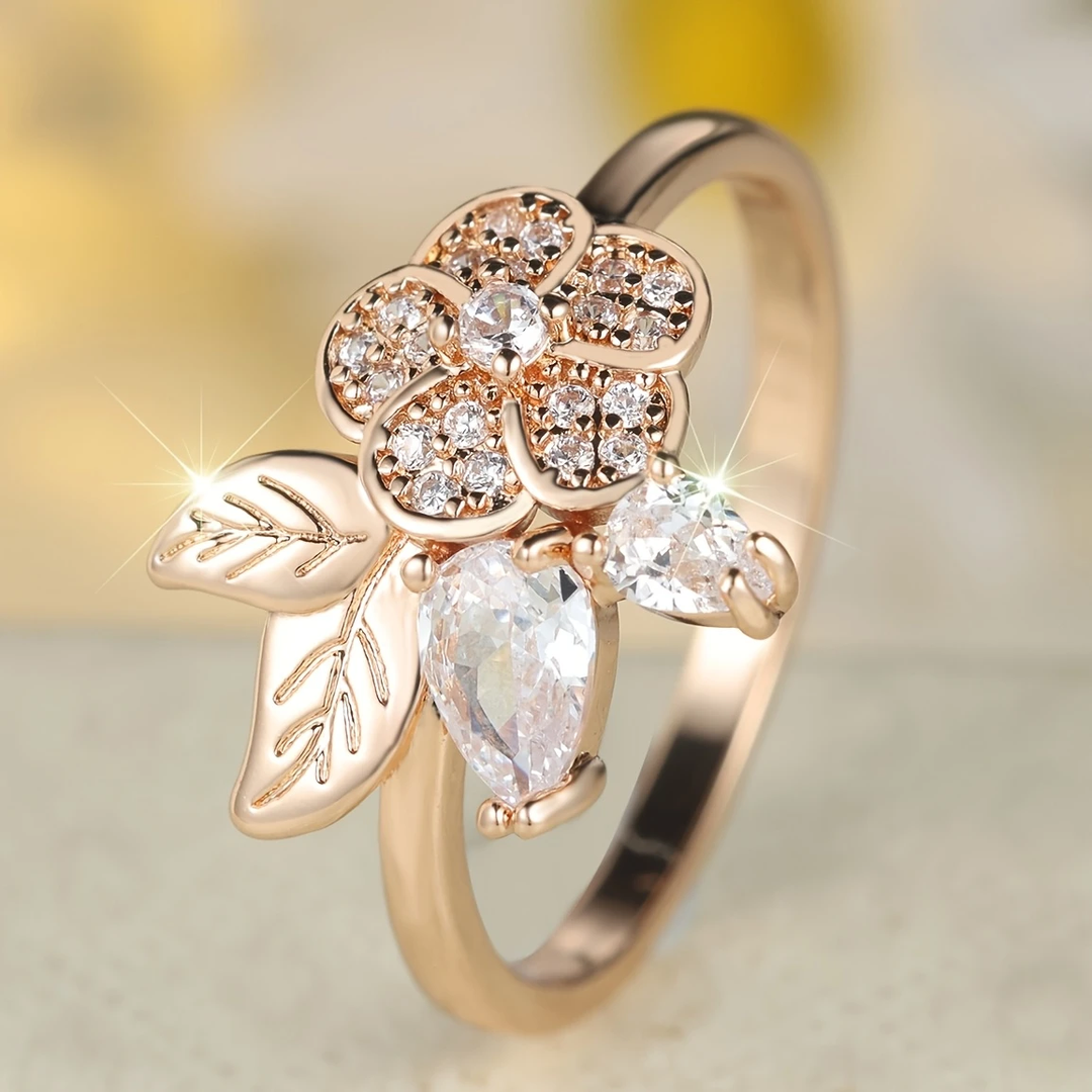 Bague Fleur Dorée Brillante